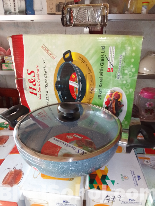 H S Non-Stic Cookware 28 Cm Korai With Glass Lid/DZMZ